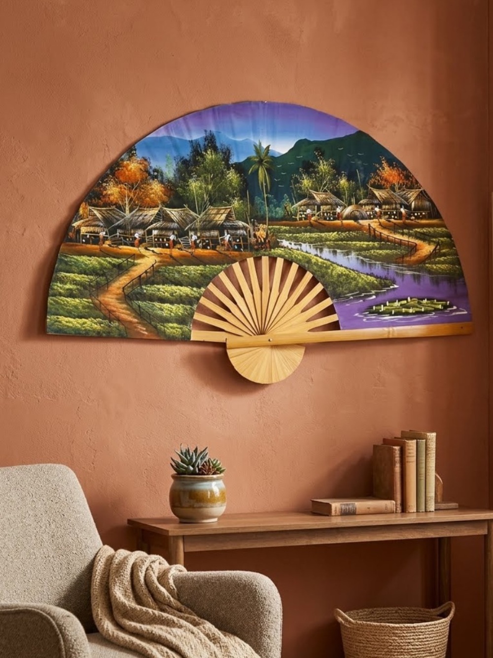 Hand-Painted Village Landscape
Folding Wall Fan Decor
Amazing!
